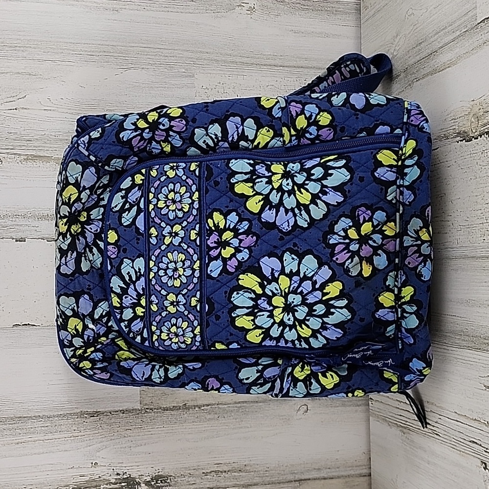 Vera Bradley Indigo Pop blue purple floral campus backpack FLAWS